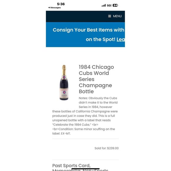 Chicago Cubs Wrigley Field Champagne 1984 World Series Collectible Sealed Wine - Picture 3 of 10